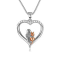 GP82 Cute Animal 925 Sterling Silver Pendant Necklace Simple Design Cat Lover Jewelry with Zircon for Girls