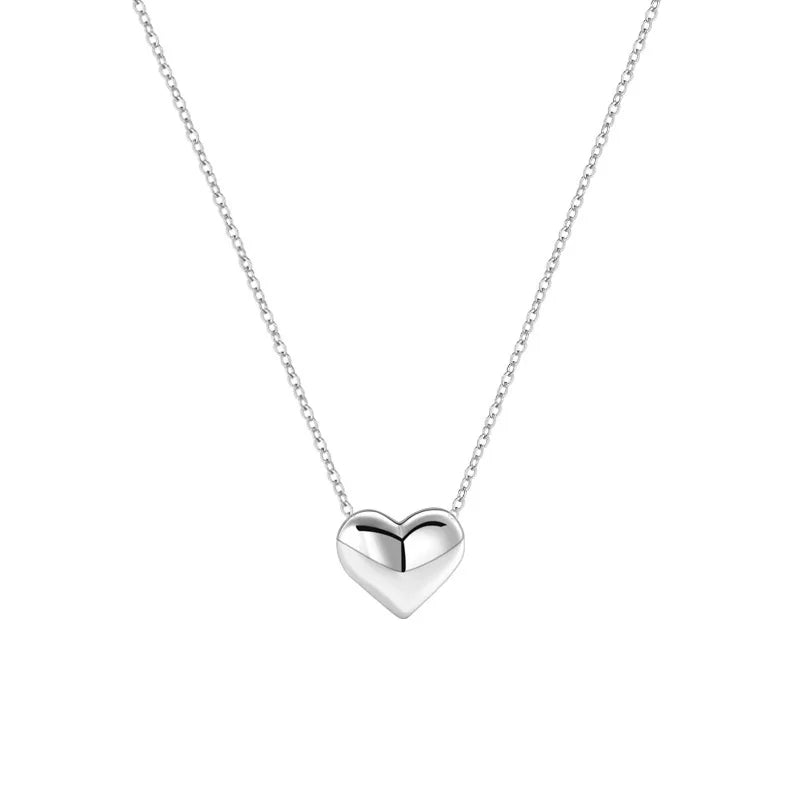 Sterling Silver Acacia Bean Heart Shape Pendant Necklace Rhodium Plated Romantic Jewelry for Her Promise Gift
