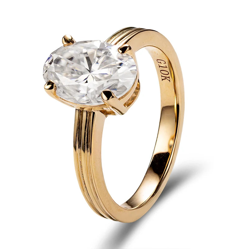 Fine Jewelry Rose Gold Jewelry 14K Oval Engagement Rings Gold Plated 925 Sterling Silver Oval Cut Moissanite Jewelry Accessories