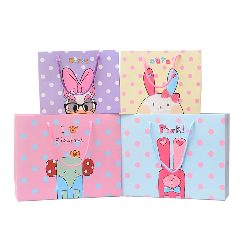 Cute Cartoon Animal White Cardboard Recycled Materials Custom Color Gift & Toy Candy Favor Bags with Custom Logo
