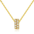 OAHLAN Fashion Jewelry Full Circle Cubic Zirconia Gold Plated 925 Sterling Silver Pendant Necklace for Women Mother's Day Gift