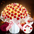 Valentines DIY Craft Roses Bouquet 99 Pack Artificial Flowers Flocked Rose Kit Plastic Vase Romantic Handmade Gift Anniversary