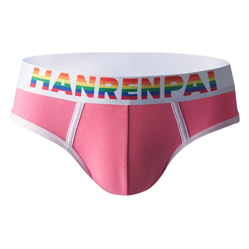 Rainbow pink Custom Size Cotton Simple Adults Men Underwear Soft Breathable Big Pouch Comfortable Briefs Boxers Briefs for Boy