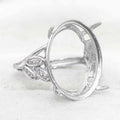Sterling Silver 17*20mm Semi Mount Ring Empty Frame Blank Support Claws Setting S925 Base Holder Without Center Stone for Inlay
