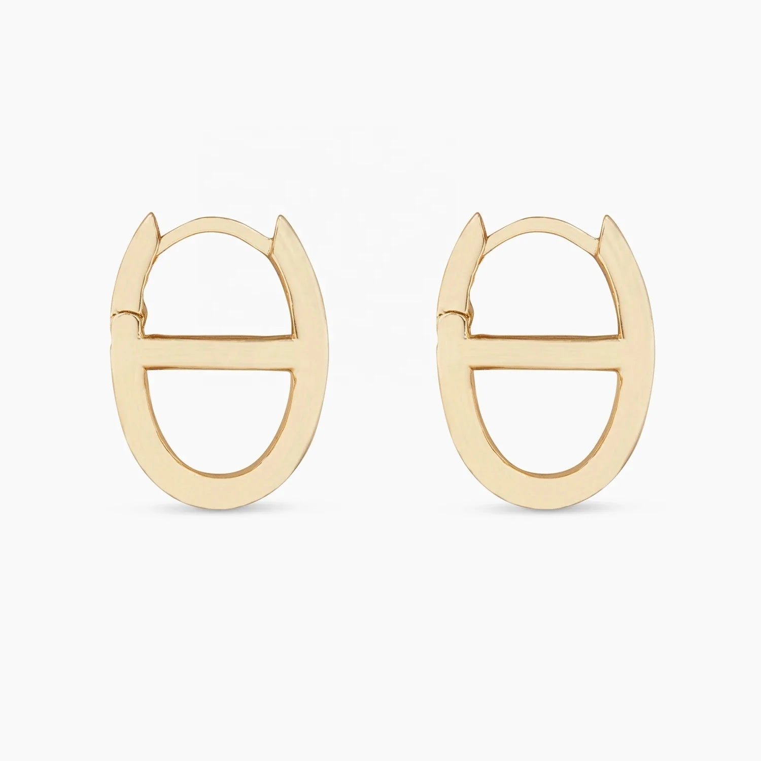 LOZRUNVE 925 Sterling Silver Jewelry Women 18k Gold Plain Oval Hoop Earring