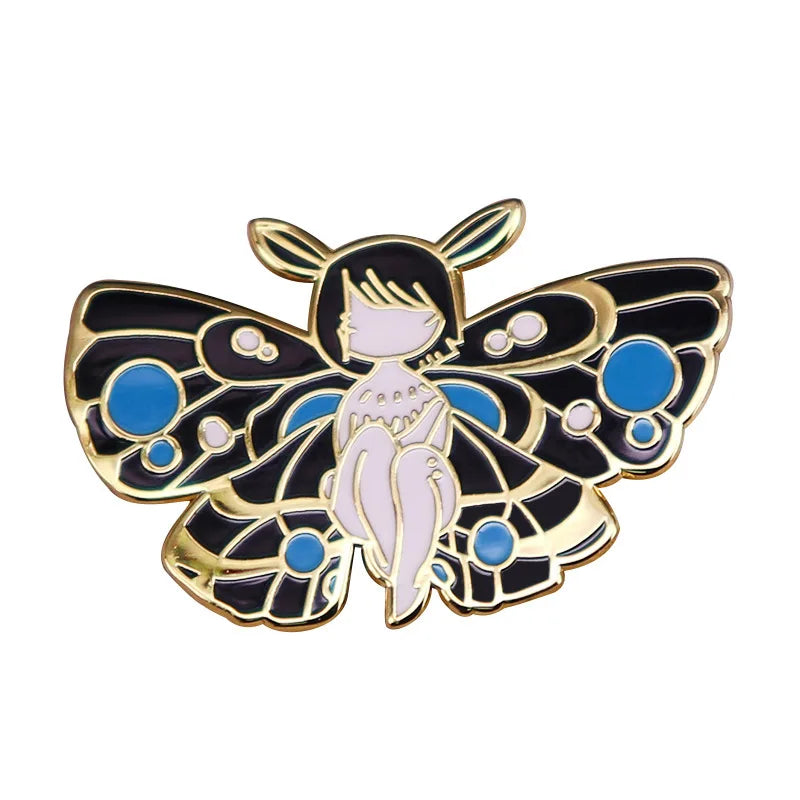 Hot Anime Pins Butterfly Fairy Brooch Moth Girl Cartoon Cute Little Girl butterfly Enamel Lapel Pin Hard Enamel Pin Badge