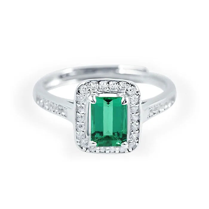 Wholesale 925 Silver Diamond Rings Lab Created Emerald Gems Ring for Women