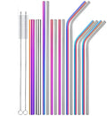 Colorful Reusable Eco-Friendly Stainless Steel Straws with Custom Logo for Smoothie Bubble Tea Drinkware Accessories