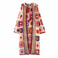 Wholesale 2026 Spring  Autumn Fashion New Casual Loose Handmade Crochet Hooded Long Sleeve Ethnic Jacquard Long Sweater Jacket