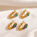 PVD 18k Gold Plated Stainless Steel Snake Hoop Earring with Rhinestone Jewelry Waterproof Punk Earrings