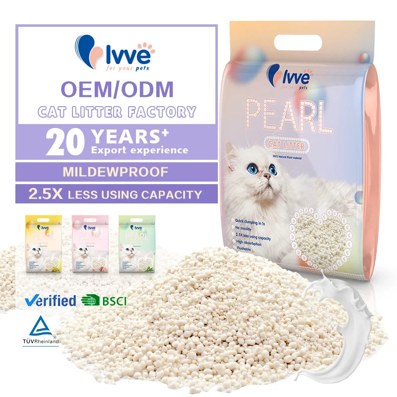 Wholesale Odor Control Dust-Free Flushable Fast Clumping Biodegradable Plant Cassava Starch Cat Litter