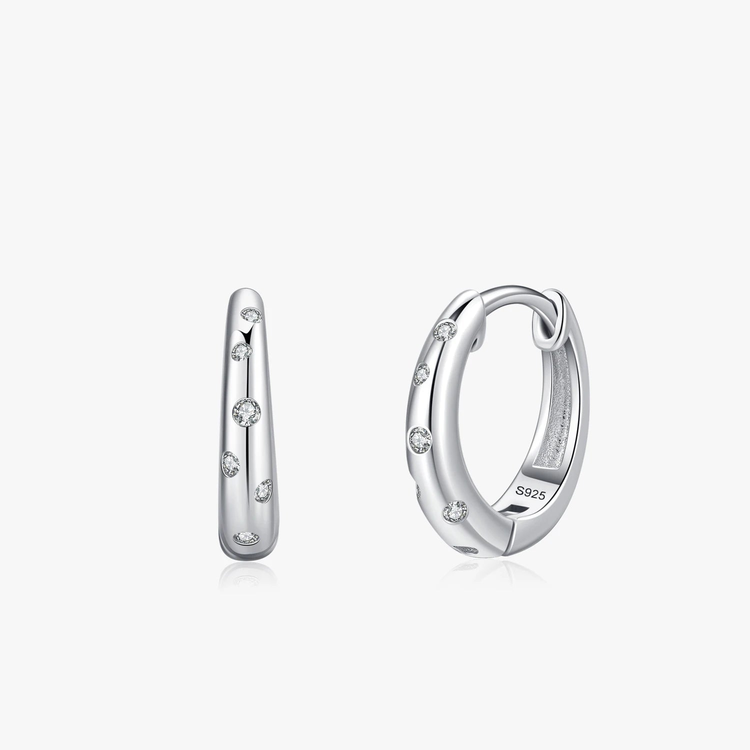 Ailmay New Arrival 925 Sterling Silver Unique Fashion Geometric Design Zircon Hoop Earrings for Women Korean Style Fine Jewelry
