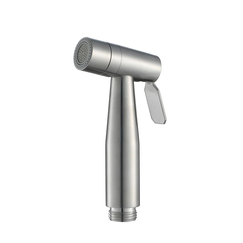 Stainless Steel Modern Handheld Wall-Mounted Bidet Sprayer with Brushed Nickel Finish for Bathroom Use