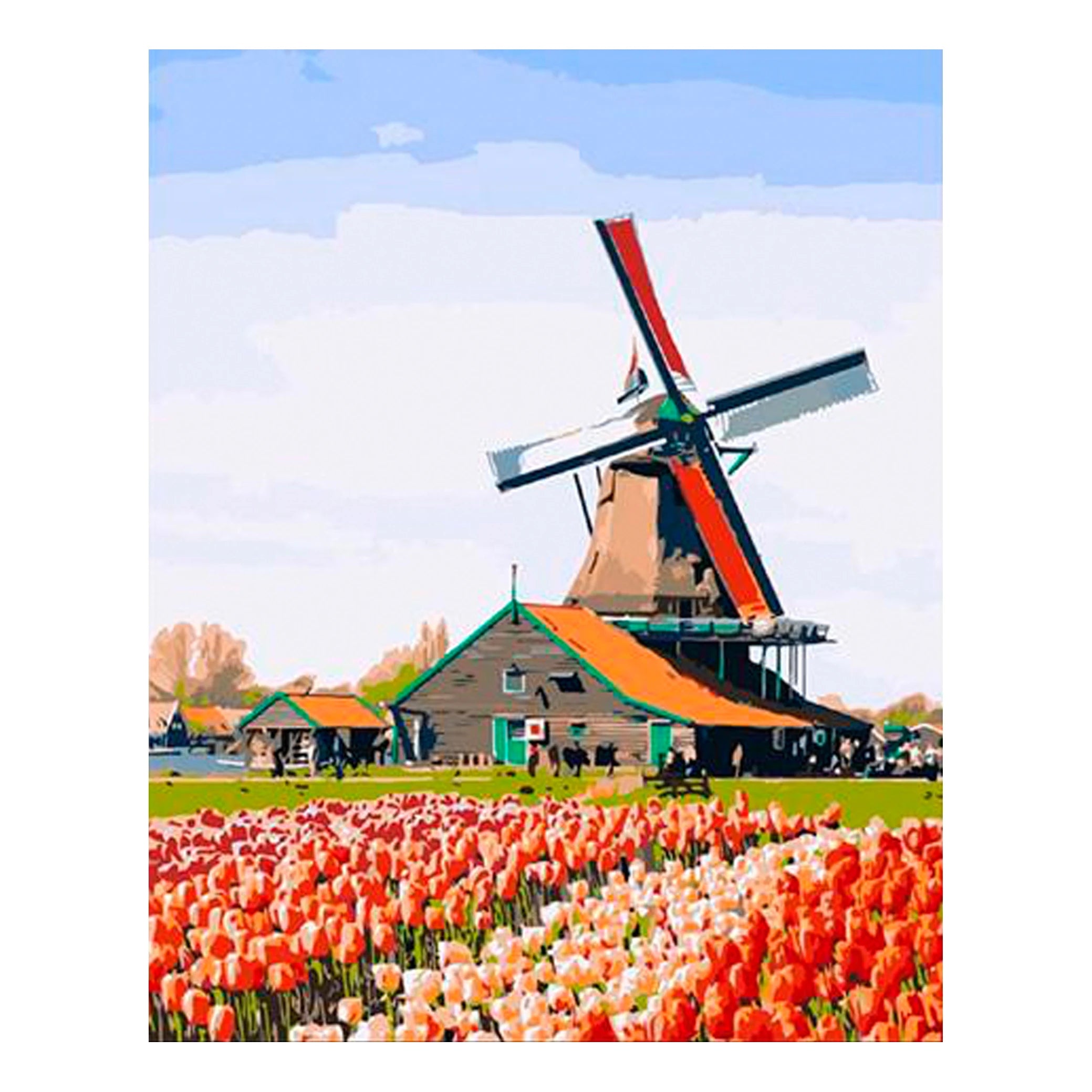 Paint by Numbers for Adults Small Town Scenery DIY Painting by Numbers Kits on Canvas Wall Art Picture Home Decor