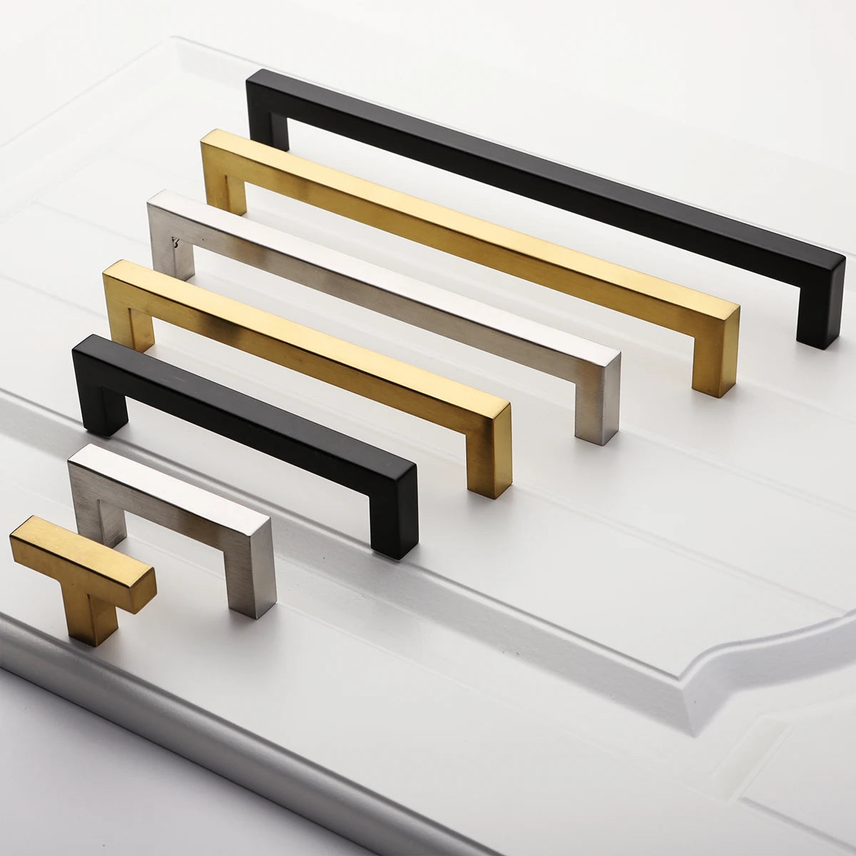 Black Cabinet Handle Square Furniture Hardware Stainless Steel Kitchen