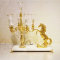 Wholesale Luxury Gold Metal Horse Sculpture Candlestick Holder Classic Eco-Friendly Home Hotel Decoration Lighting Stylish