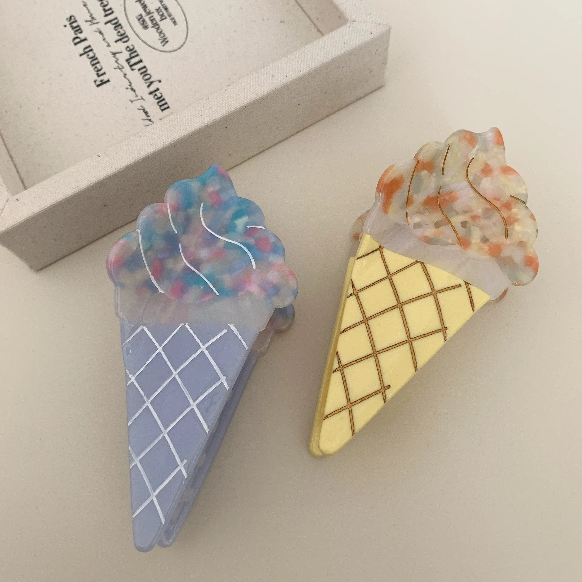 YJL Wholesale Summer Ice-cream Food Series Acetate Claw Clip Creative Design Cute Fresh Hair Clip Custom Girls Cartoon Clip