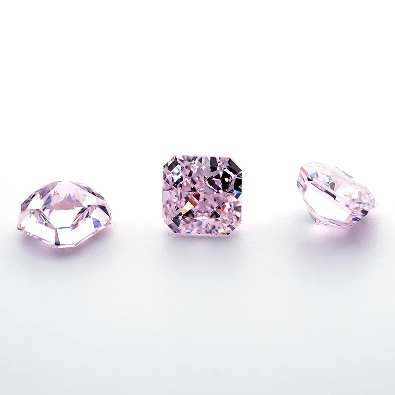 Light Pink Square Crushed Ice Cut Cubic Zirconia High Carbon Diamond Lab Zircon CZ 4K Cutting 5A+ Quality for Jewelry Making