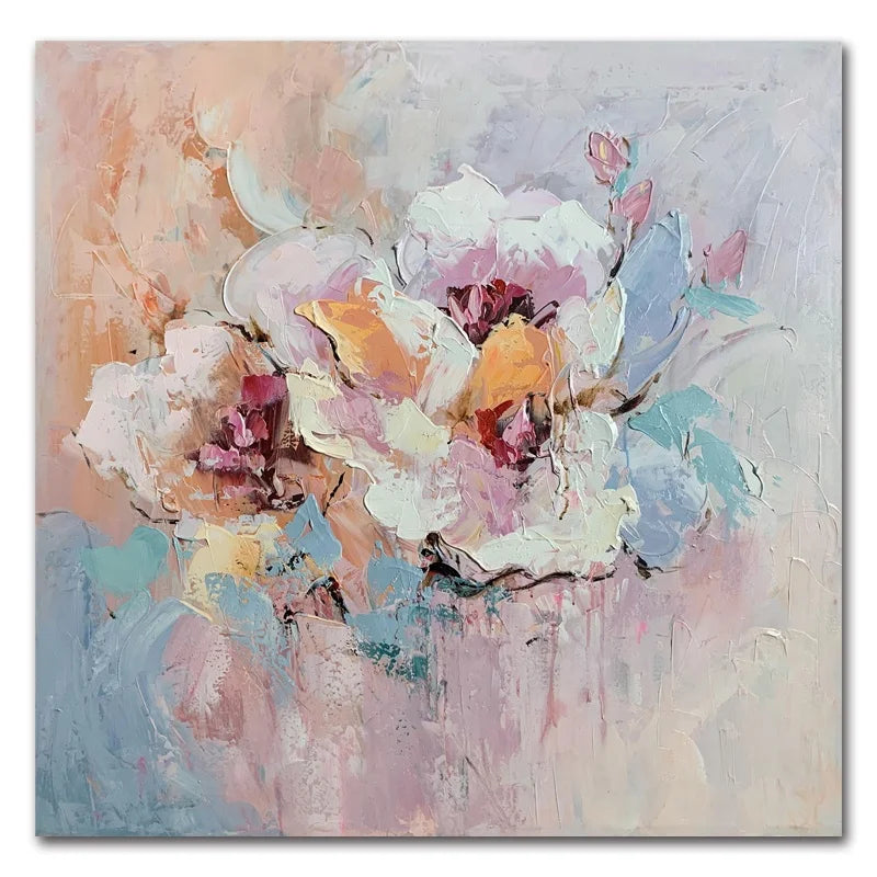 New Works Wholesale Cheap China Supplier Custom Modern Oil on Canvas Abstract Flower Handpainted Wall Art JZ Arts Original