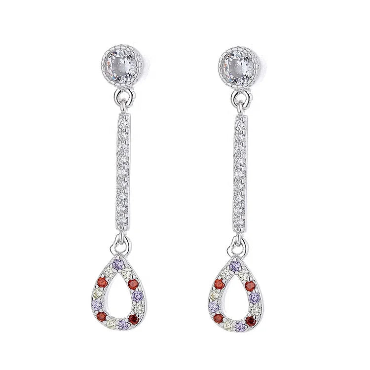 Factory Wholesale Chain Drop Earrings in Real Silver 925 Colorful Earrings for Women 's Gift