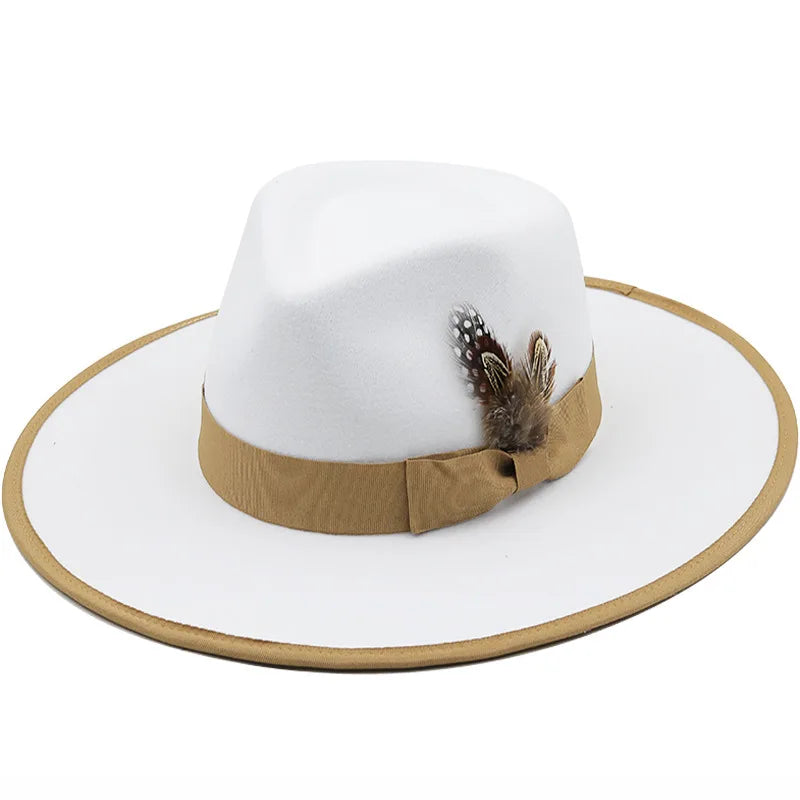 European and American Fashion Top Hat With Flat Brim and Brimmed Jazz Hat Bands Feather Fedoras Mexico Fedora Hats