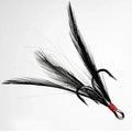 WEIHE 2#/4#/6#/8#/10# Red Black White Silk Bonding Fishing Treble Hook with Feather