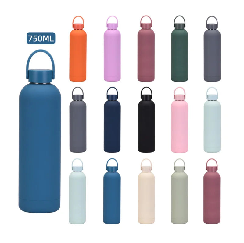 Custom Double Wall Steel Vacuum Flask with Handle for Hot and Cold Drinks
