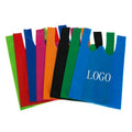 Wholesale Eco Friendly Custom logo Shopping Tote Bags Carry Bags Shopper Grocery Non Woven Fabric t Shirt Vest W Cut Bag
