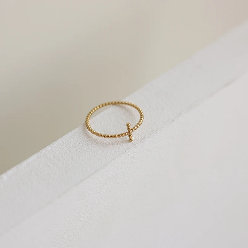 Tiny Ring Jewelry Exquisite Women's Ring Stainless Steel Gold Plated Unique Cross Ring