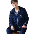 Autumn and Winter New Men's Pyjamas Coral Velvet Pijamas Men Fleece Pajamas Set Azul