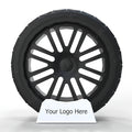 Customized Portable Retail Store PP Plastic Tire Wheel Display Floor Standing Auto Tyre Stand with Adjustable Width