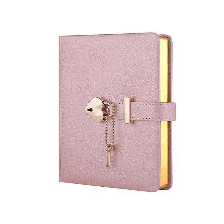 Private Diary B6 Notebook Paper New Girls' Cute Journals Heart-Shaped Key Lock 100 Sheets PU Leather Planner Printing New Girls'