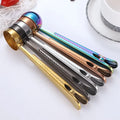 Kitchen Stainless Steel Herb Powder Scoop Gold Plated Tea Coffee Measure Spoon with Bag Clamp Clip 15ml Chufei