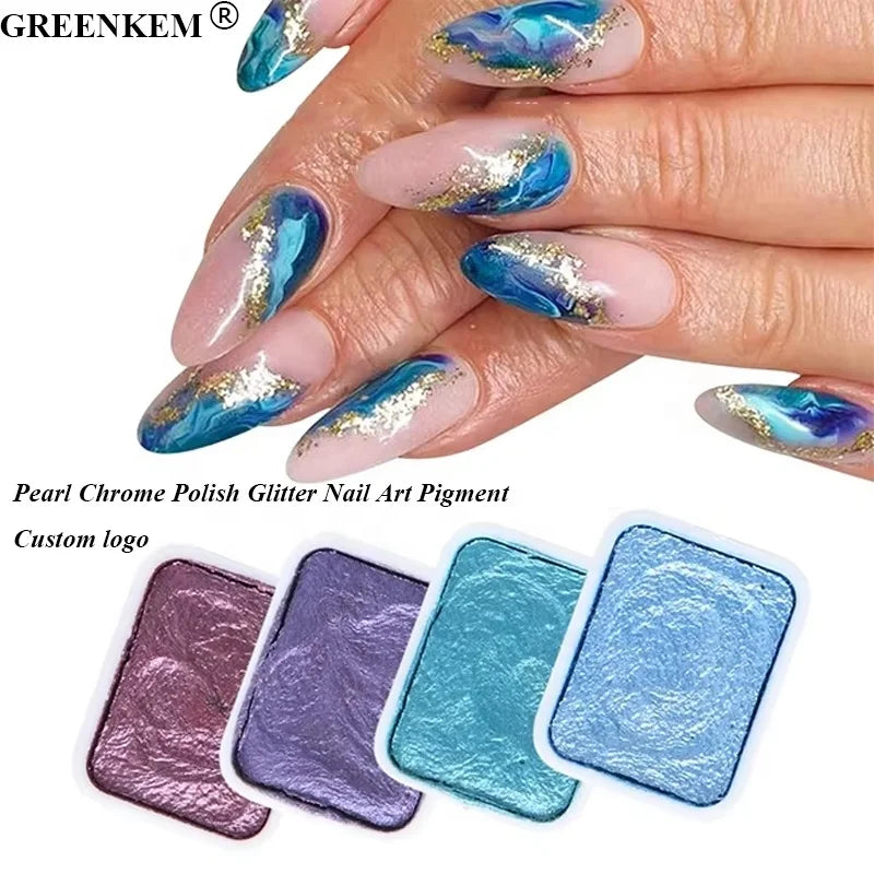 Blooming Paints Watercolor Powder for Nails Abstract Magic Pearl Chrome Polish Glitter Nail Art Pigment