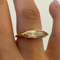 Simple Design Micro Pave Inlaid Iced Out Cubic Zirconia Cat Eye Crystal Ring No Fade Stainless Steel Diamond Ring Jewelry
