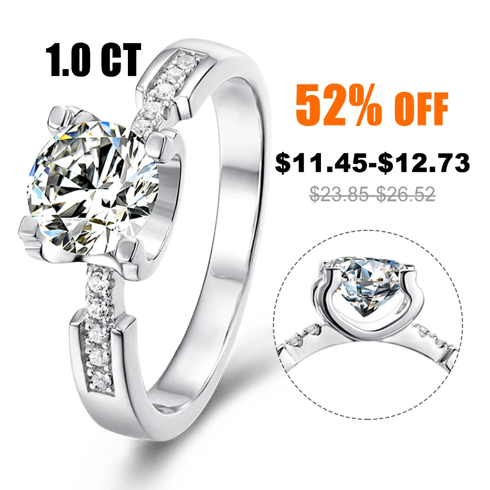 Abiding Jewelry OEM/ODM Custom Gold Plated Jewelry Wholesale 2024 Sterling Silver 6.5mm Moissanite Ring