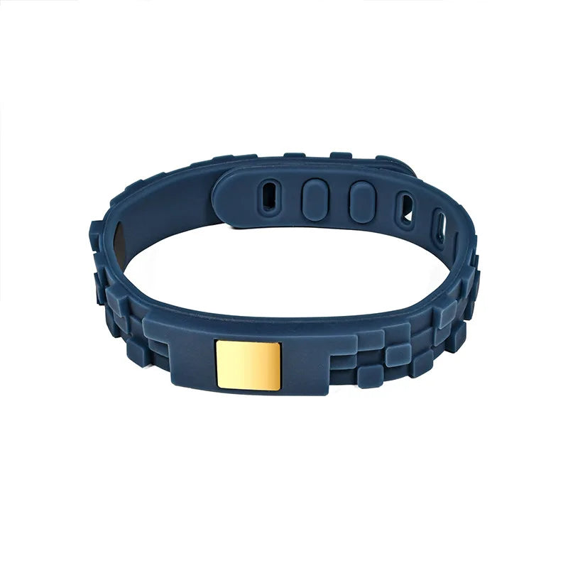 Trendy Adjustable Silicone Stainless Steel Waterproof Energy Balance Sports Magnetic Bracelet for Men Women