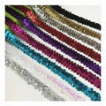 2cm Costume Decorative Sequined Elastic Trims Diy Fashion Show Party Dress Embellishments Stretchy Border Edge Side Lace Fabric