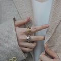 Waterproof Irregular High Polished Band Chunky Rings Stainless Steel Jewelry 18K Gold Plated Smooth Dome Finger Rings YF2848