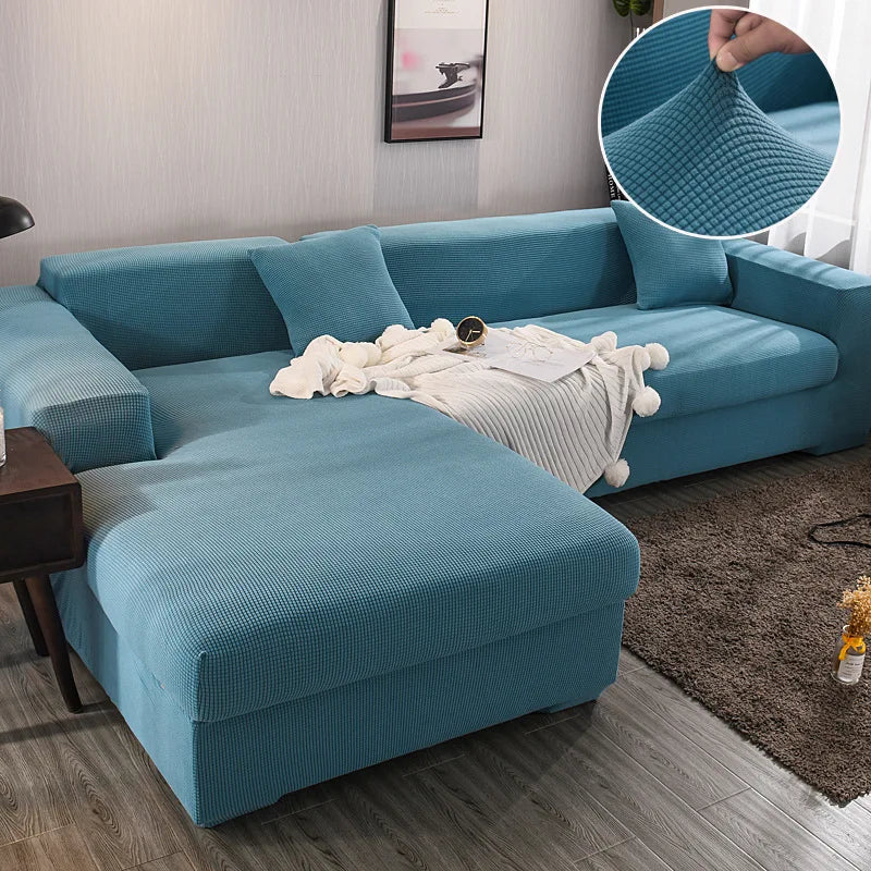 All-inclusive Solid Color Polyester Spandex Elastic Breathable Plain Stretch Sectional Sofa Cover for Home Textile