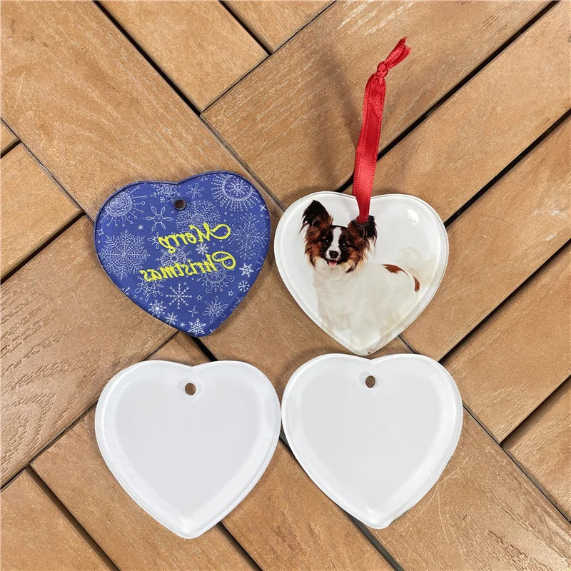 MDFSUB Sublimation Acrylic Ornaments Christmas Tree Decoration Heart Hanging Ornament for Holiday Decorations