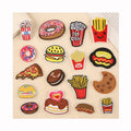 Cartoon Hamburger Fries Donuts Embroidered Patches for Hats Clothing Jeans Shoe Bags Decoration Hot Melt Adhesive Fabric Main