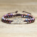 Dainty Purple Sea Sediment Jasper Bracelet for Women Stone Jewelry Handwoven Adjustable Heart Charm Stone Beaded Bracelet