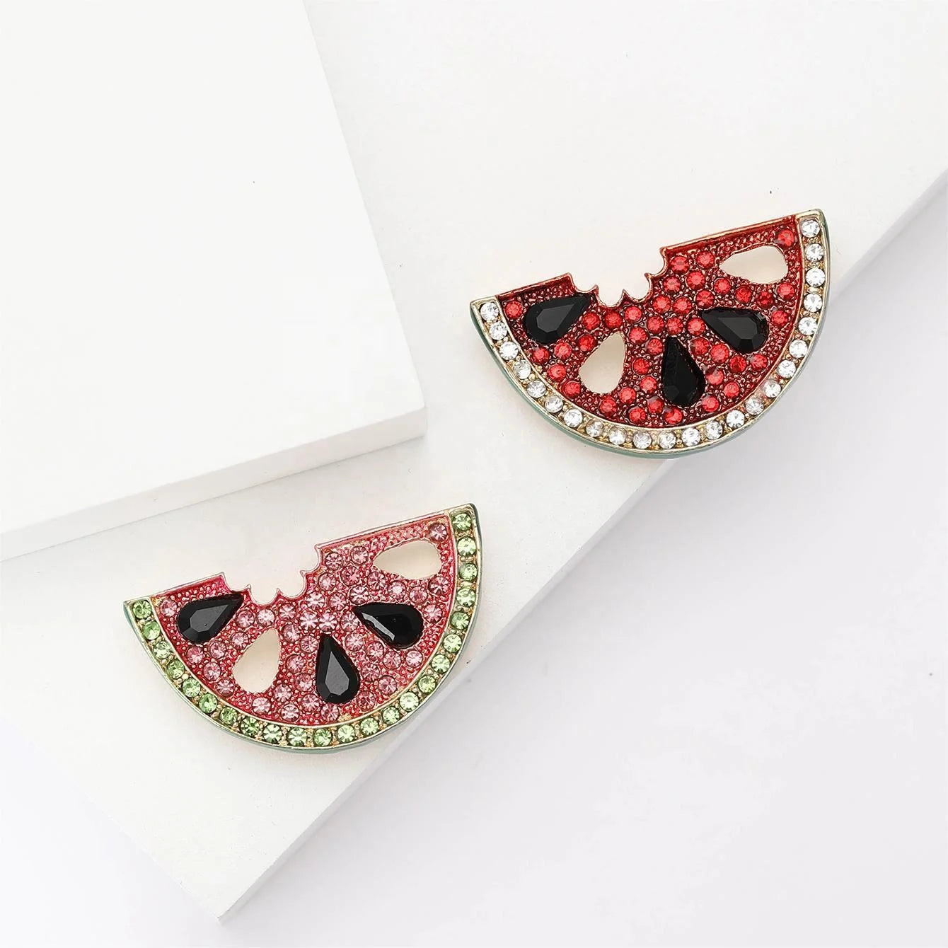 Fashion Alloy Rhinestone Watermelon Fruits Brooch Pin for Jewelry Accessories