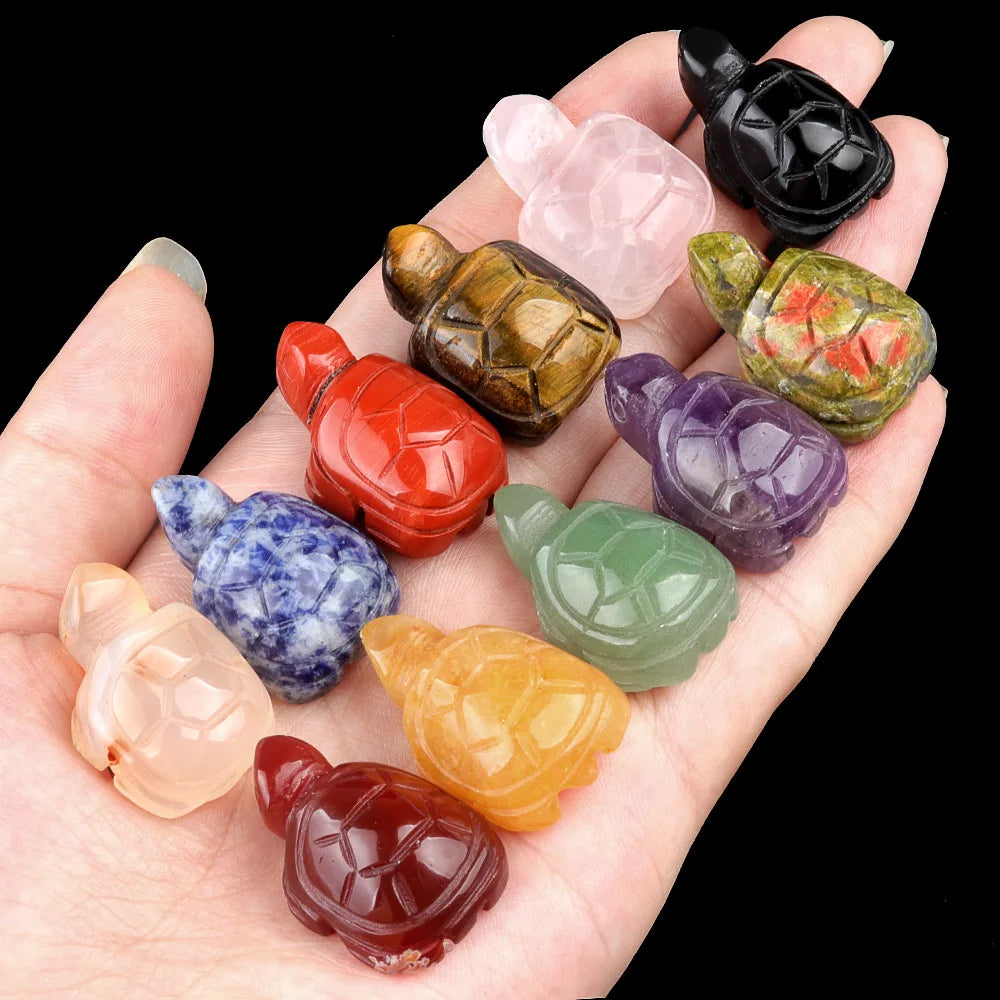 Wholesale Animal Gemstone Turtle Pendants Natural Stone Craft Carved Small Animal Natural Stone Turtle Craft