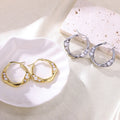Advanced Design Sense Pearl Hoop Earrings Geometric Circle Stainless Steel Large Hoop Earrings