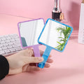 Zonyin Customized logo ABS Plastic Square Trivial Mirror Portable HD Handheld Cosmetic Mirror with Women Makeup