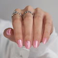 BTArtbox Short Square Custom Soft Gel Handmade Solid Color Press on Nails Wholesale Pink Glazed False Fake Finger Nails Set