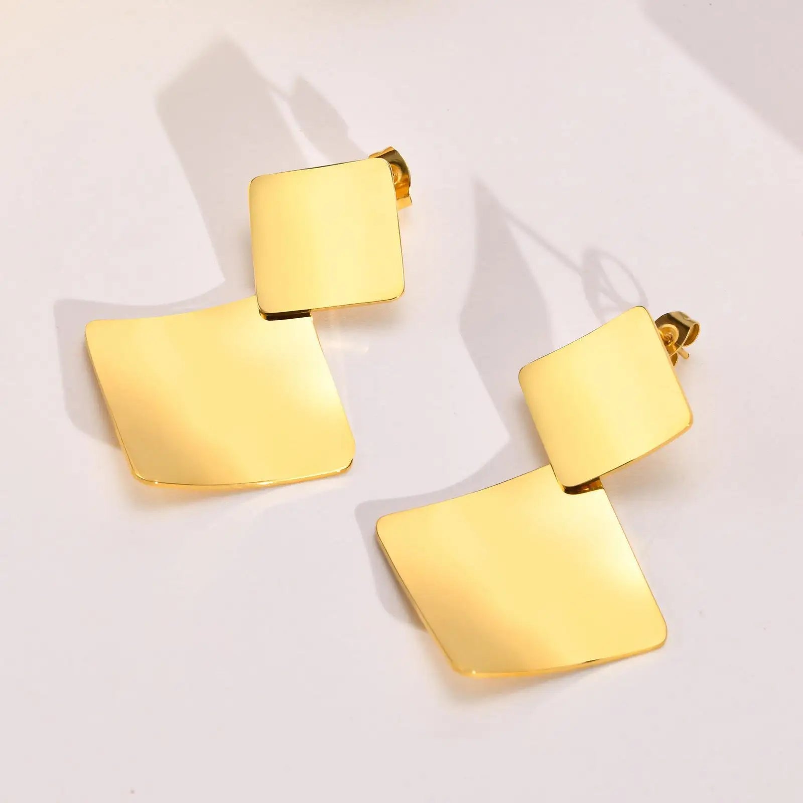 Taige Jewelry Stainless Steel Gold Size Earrings Exaggerated Retro European and American Style Versatile Summer