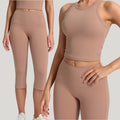 YIYI High Elastic Nacked Feeling Hollow Out Beauty Back Workout Sets for Women Skin Friendly Calf-length Butt Lift Yoga Set